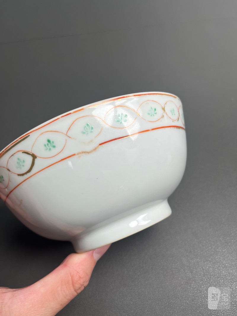 清乾隆  红绿彩阿拉伯文碗（带老盒） - 图12